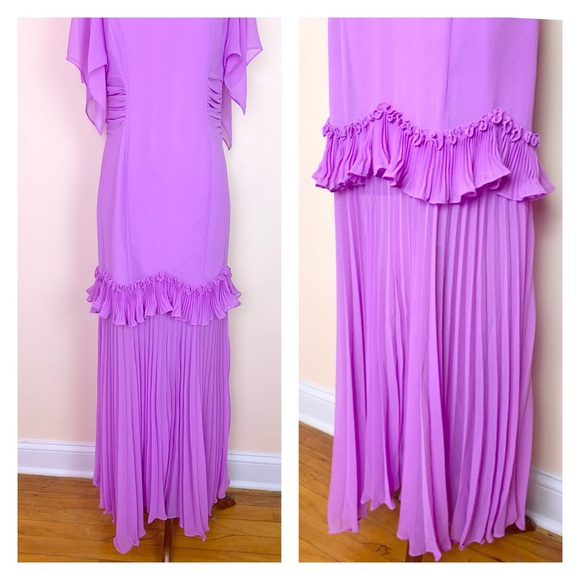 ***SOLD*** New! HALSTON Dramatic Pleated Ruffle Dress Gown - Picture 8 of 11